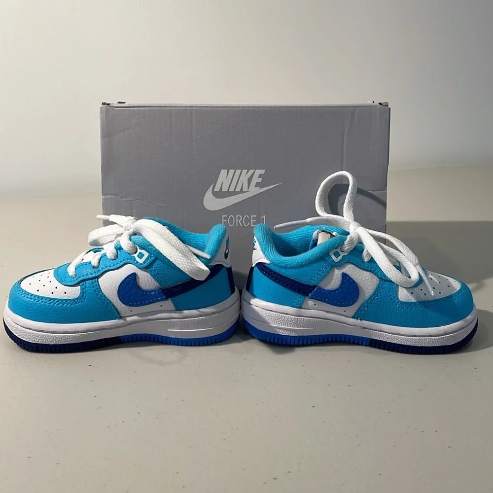 NEW Nike Force 1 LV8 2 TD Toddler Shoes Blue White 5C NIB DX2165-100